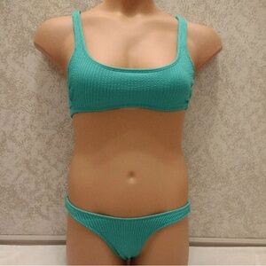 Xhilaration Mossy Green Ribbed Bikini Set